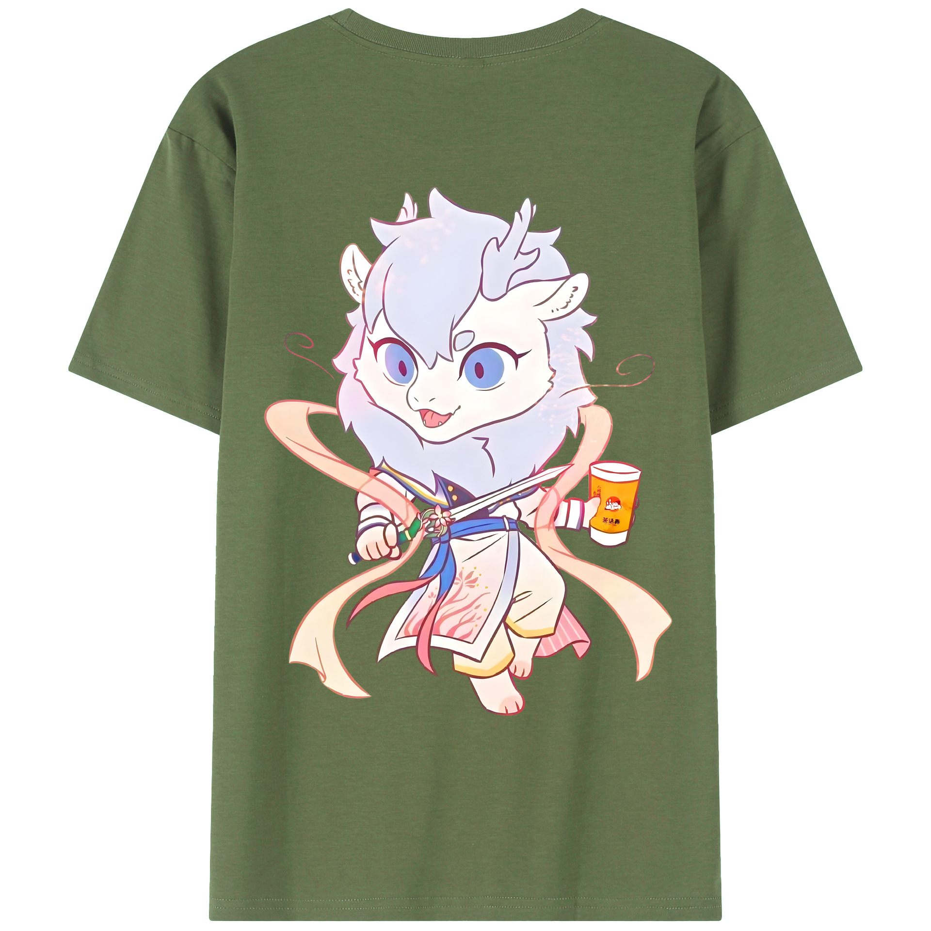 （画像用） Ne Zha 2 ナタ 魔童の大暴れ 綿100％ メンズ半袖Tシャツ（バックプリント） 通気性